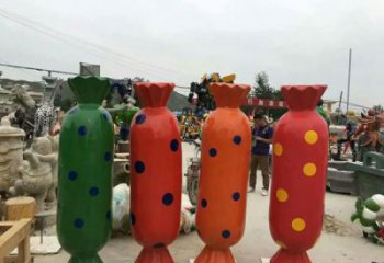 彩绘糖果雕塑，幼儿园公园雕塑，仿真玻璃钢摆件