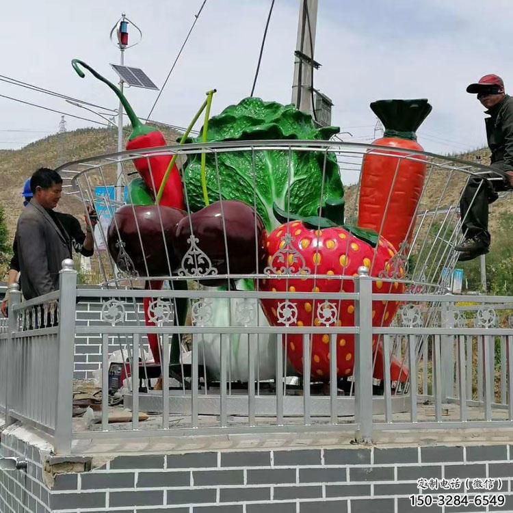 几何果篮雕塑 庭院仿真雕塑 彩绘摆件 几何果篮雕塑 庭院仿真雕塑 彩绘摆件