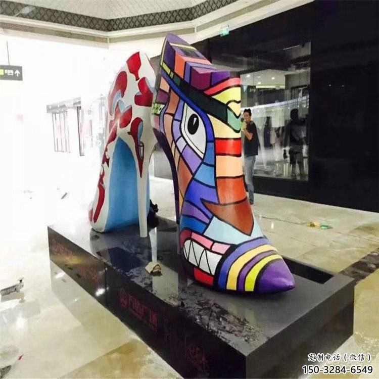 抽象高跟鞋雕塑 店门口彩绘雕塑 步行街摆件 抽象高跟鞋雕塑 店门口彩绘雕塑 步行街摆件