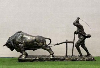 大型农耕牛雕塑加工 商业街广场雕塑 古铜色雕塑摆件