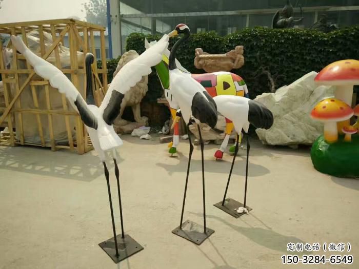 点击彩绘仙鹤雕塑 仿真动物雕塑 