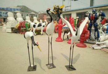 制作仿真仙鹤雕塑 酒店公园雕塑 风景区摆件