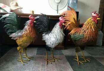风景区玻璃钢公鸡雕塑厂家 售楼处广场雕塑 仿古摆件