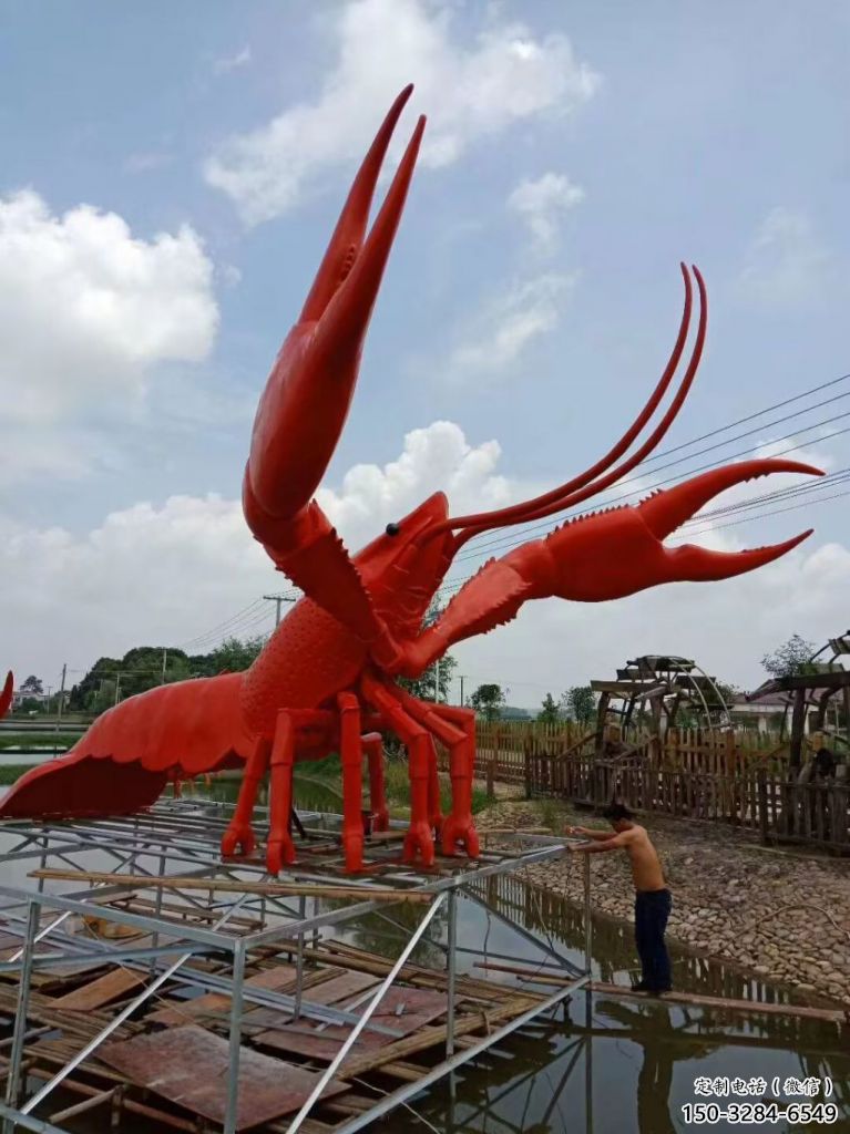 玻璃钢几何龙虾雕塑 庭院仿真雕塑 彩绘摆件 玻璃钢几何龙虾雕塑 庭院仿真雕塑 彩绘摆件
