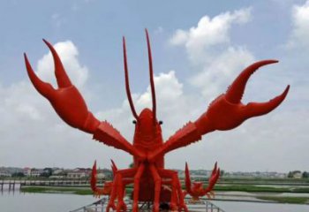 玻璃钢彩绘龙虾雕塑 仿真动物雕塑 步行街摆件