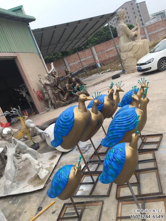风景区玻璃钢孔雀雕塑 售楼处广场雕塑 仿古摆件