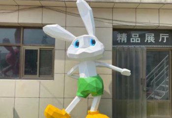 不锈钢彩绘兔子雕塑 仿真雕塑 步行街摆件
