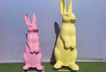 玻璃钢兔子雕塑生产 庭院仿真雕塑 彩绘摆件