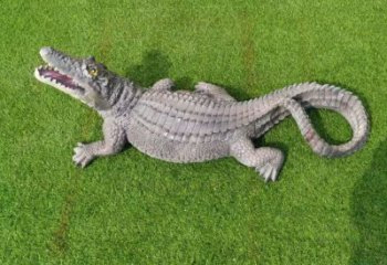玻璃钢几何鳄鱼雕塑 庭院仿真雕塑 彩绘摆件