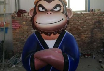 园林玻璃钢猴子雕塑厂家 田间彩绘雕塑 仿真摆件