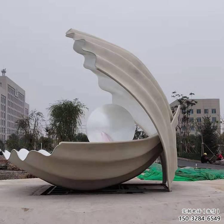 创意不锈钢贝壳雕塑 步行街店门口雕塑  景观小品