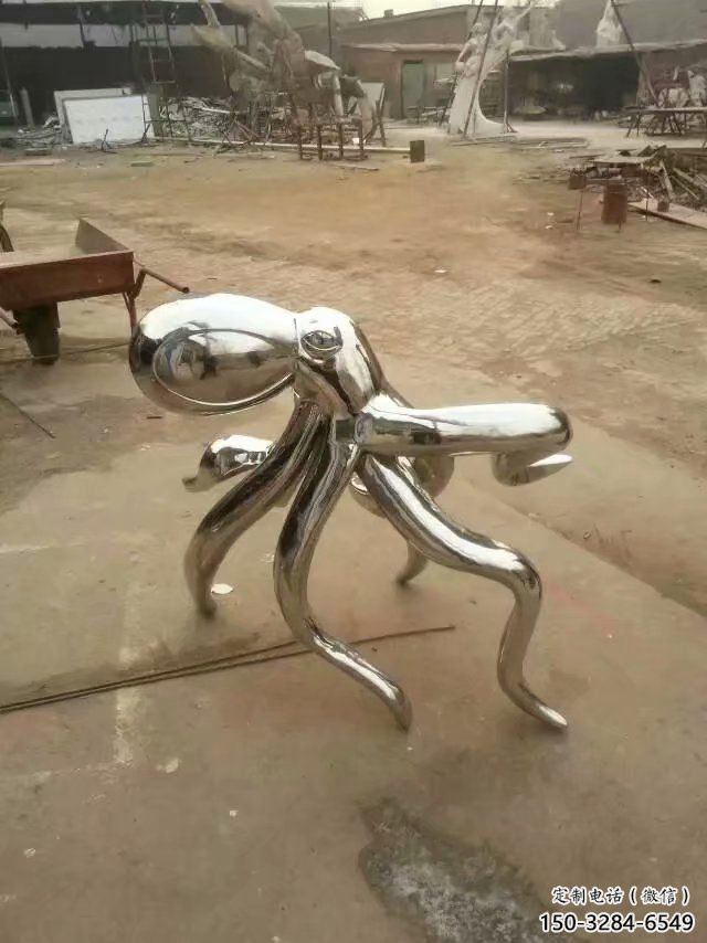 不锈钢章鱼雕塑厂家，镜面动物，海洋生物小品 (1)