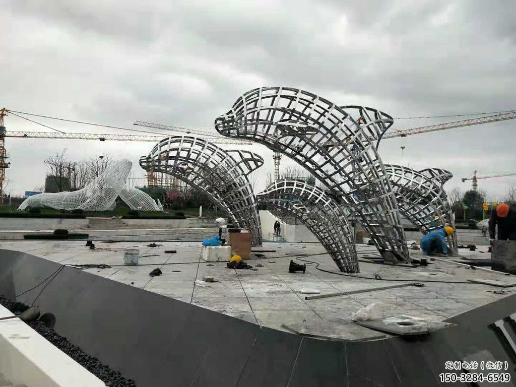 镂空鲸鱼雕塑，不锈钢鲸鱼雕塑，公园景观小品 (5)