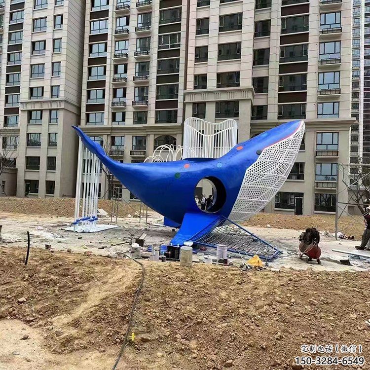 鲸鱼雕塑厂家，烤漆彩绘工艺，公园广场景观摆件 (3)