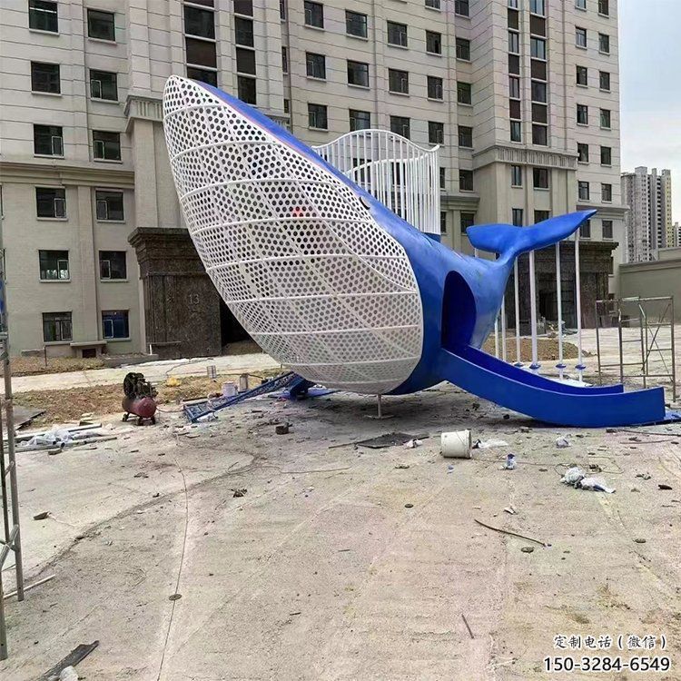 鲸鱼雕塑厂家，烤漆彩绘工艺，公园广场景观摆件 (4)