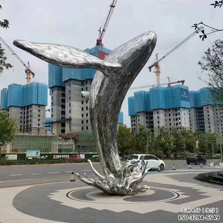 鲸鱼雕塑厂家，烤漆彩绘工艺，公园广场景观摆件 (5)