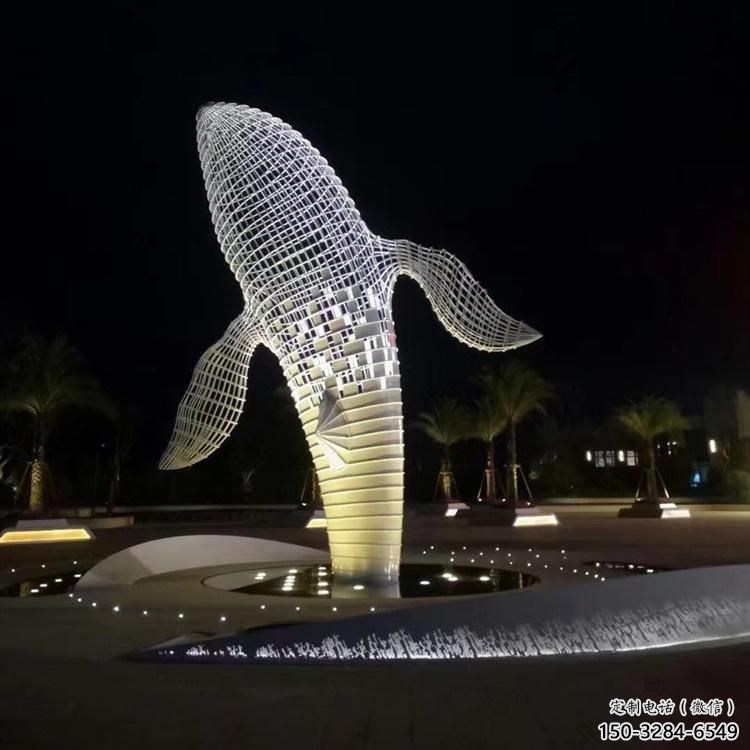 大型鲸鱼雕塑，镂空灯光原理，户外公园广场摆件 (9)