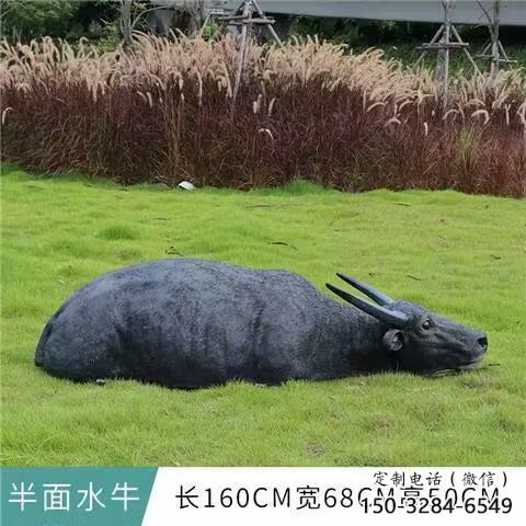 水牛雕塑，公园园林动物，仿真景观摆件 (2)