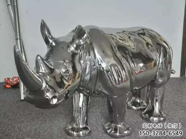 不锈钢水牛雕塑，田间景观小品，抽象几何原理 (14)