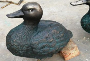 铜鸭子雕塑厂家，仿古工艺，公园广场动物摆件 (3)