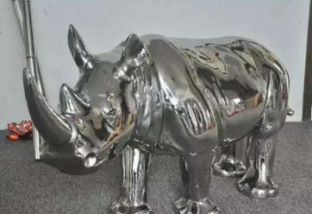 不锈钢水牛雕塑，田间景观小品，抽象几何原理 (14)
