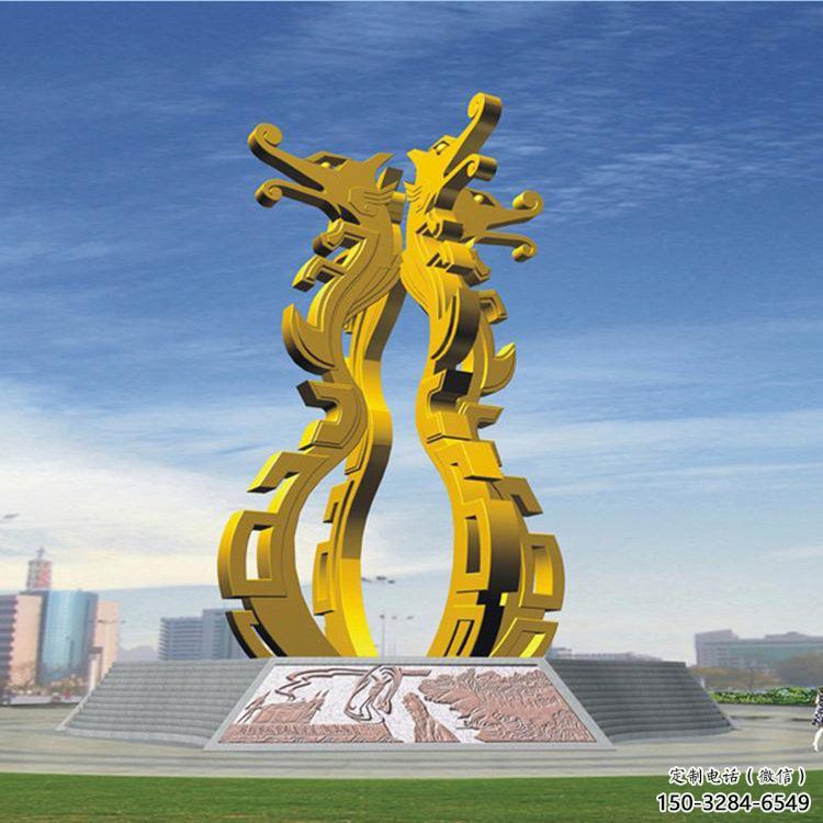 不锈钢龙形雕塑，大型动物景观，烤漆工艺制作 (2)