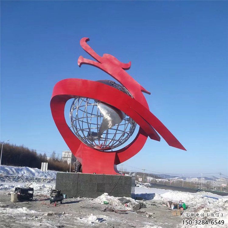 不锈钢龙形雕塑，大型动物景观，烤漆工艺制作 (3)