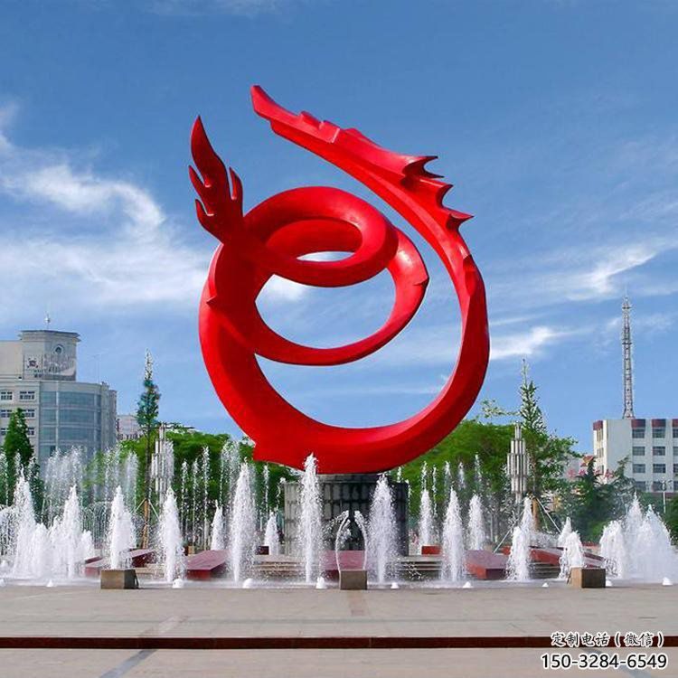 不锈钢龙形雕塑，大型动物景观，烤漆工艺制作 (4)