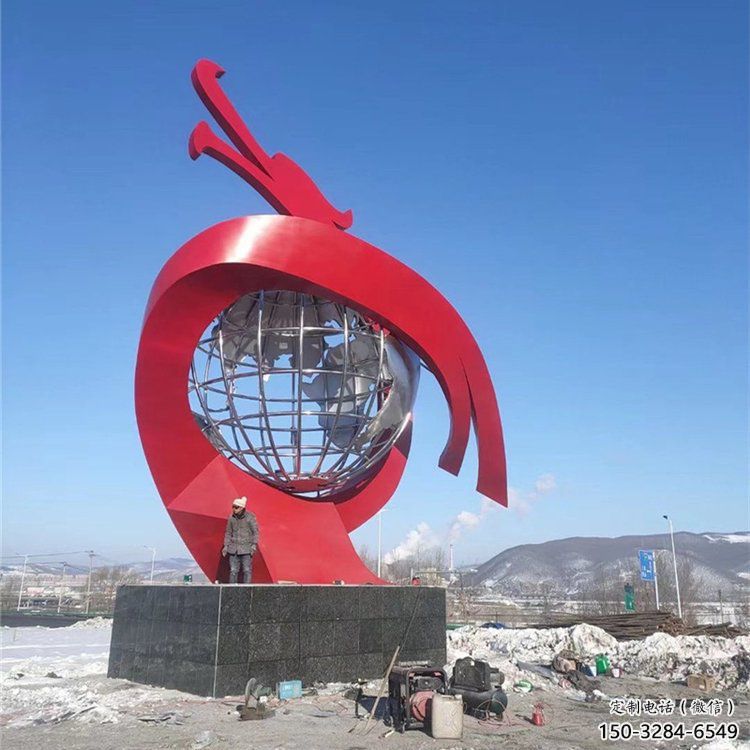 不锈钢龙形雕塑，大型动物景观，烤漆工艺制作 (6)