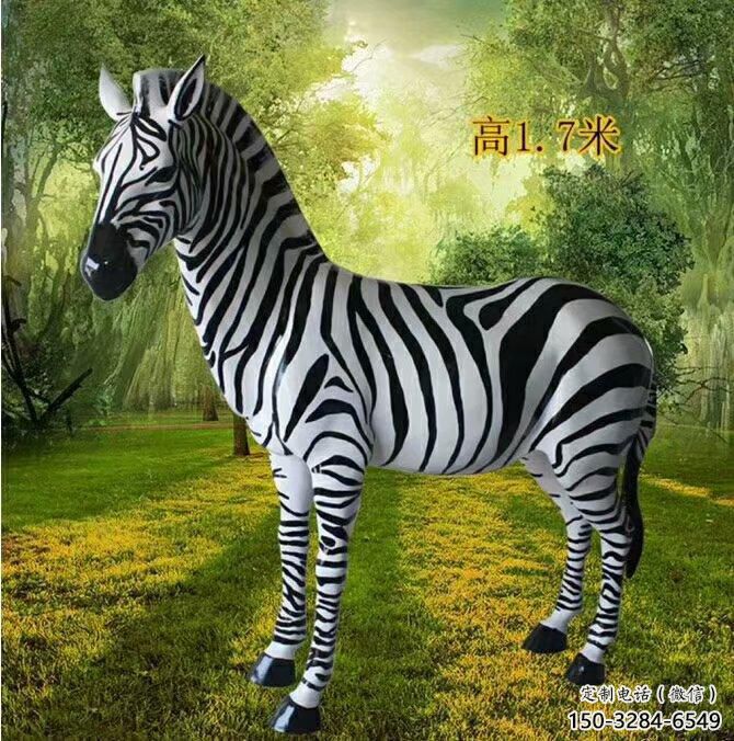 斑马雕塑制作，仿真彩绘工艺，公园广场街头雕塑