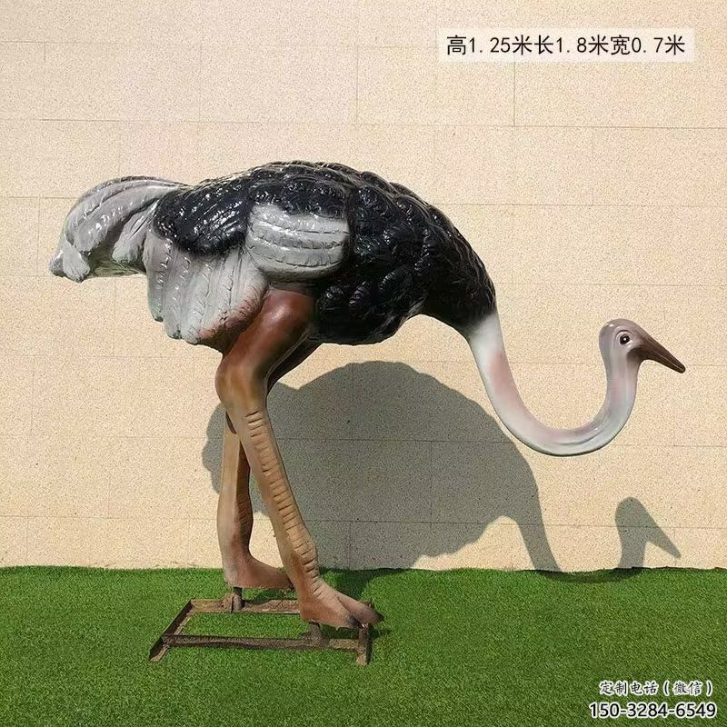 铜鸵鸟雕塑 店门口彩绘雕塑 步行街摆件雕塑 铜鸵鸟雕塑 店门口彩绘雕塑 步行街摆件雕塑