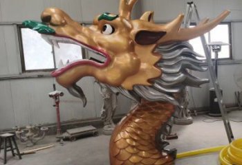 抽象龙头雕塑，黄铜材质，公园园林摆件
