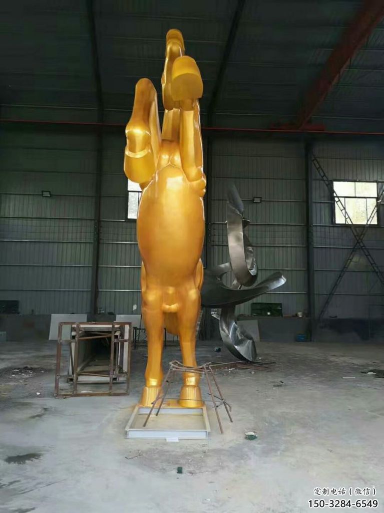 公园奔马雕塑，城市街头摆件，不锈钢动物小品