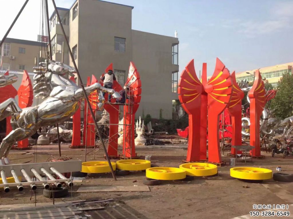 预定奔马雕塑，城市建筑，公园广场动物雕塑