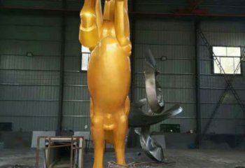 公园奔马雕塑，城市街头摆件，不锈钢动物小品