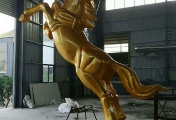 烤漆奔马雕塑，城市街头摆件，不锈钢动物小品