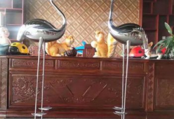 商场镜面丹顶鹤雕塑 仿真动物雕塑 店门口小品