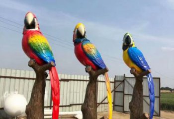 广场鹦鹉雕塑效果图 公园仿真雕塑 抽象摆件