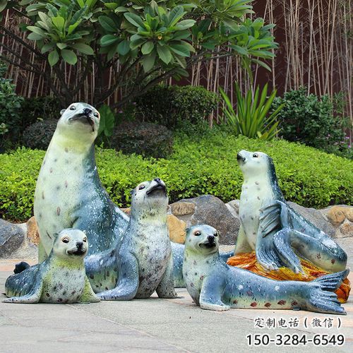 抽象海豹雕塑 店门口彩绘雕塑 步行街摆件 抽象海豹雕塑 店门口彩绘雕塑 步行街摆件