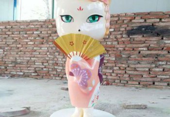 抽象狐狸雕塑 店门口彩绘雕塑 步行街摆件