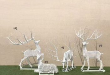 售楼处不锈钢麋鹿雕塑 商业街仿真雕塑 动物摆件