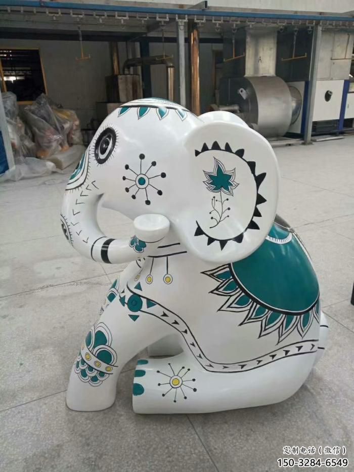 街道小象雕塑，景观摆件，彩绘工艺