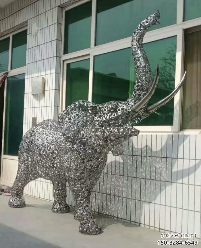 校园小象雕塑，可爱题材，镜面工艺