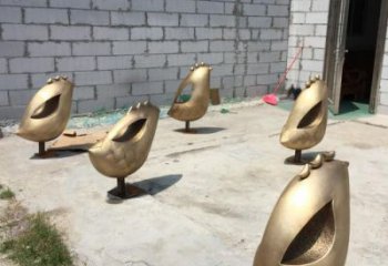 室内鸟类雕塑，景观题材，镀铜工艺
