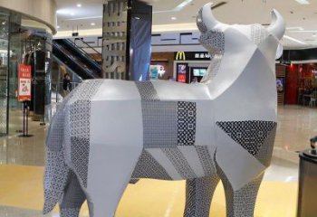 室内小牛雕塑，景观题材，切面工艺
