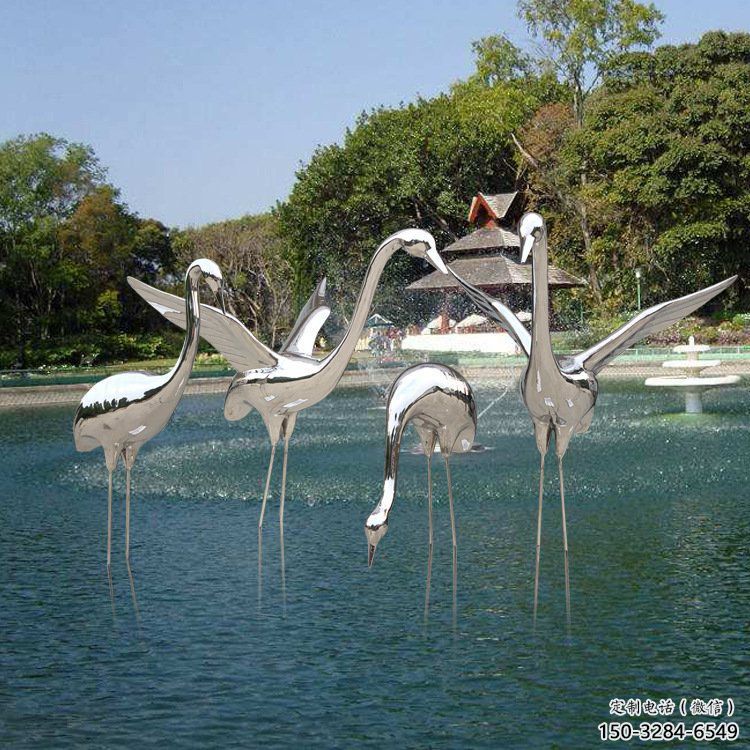 水景白鹤雕塑 风景区几何雕塑 广场小品 水景白鹤雕塑 风景区几何雕塑 广场小品
