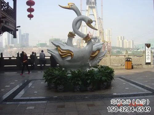 园林鸳鸯雕塑 城市广场雕塑 步行街摆件