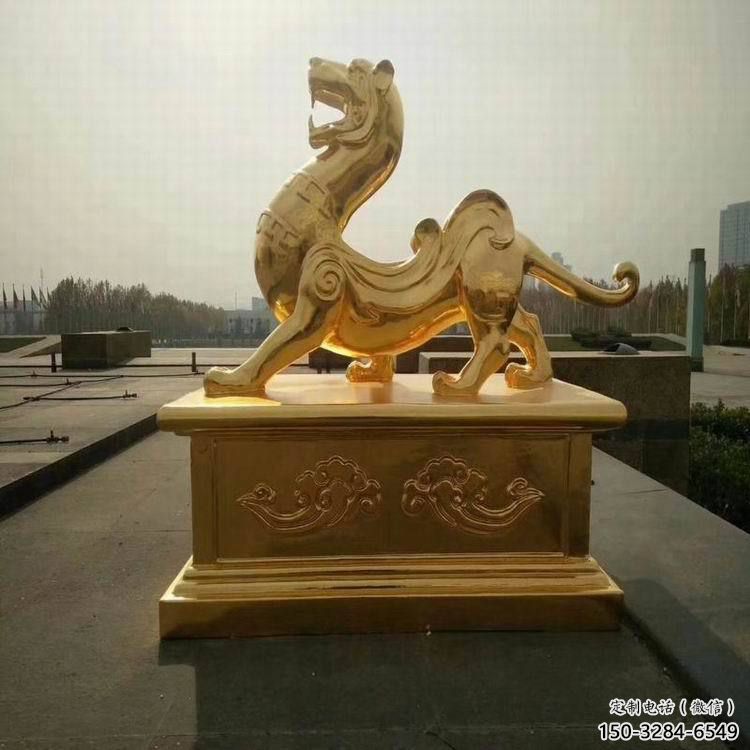 小区白虎雕塑，拉丝海洋雕塑，抽象效果