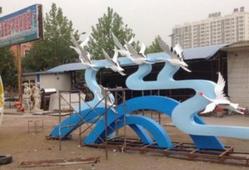 庭院大雁雕塑 城市古铜色雕塑 音乐小品