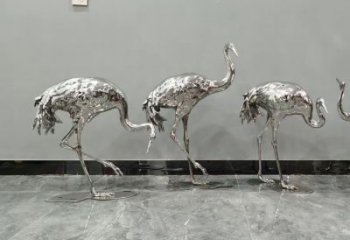 仿真白鹤雕塑 店门口园林雕塑 动物小品